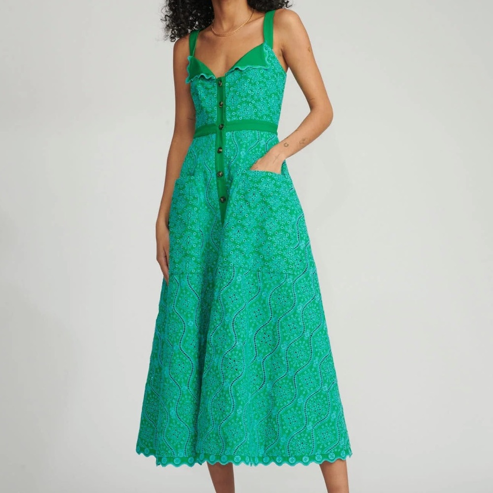 Saloni Fara Dress In Emerald Sky